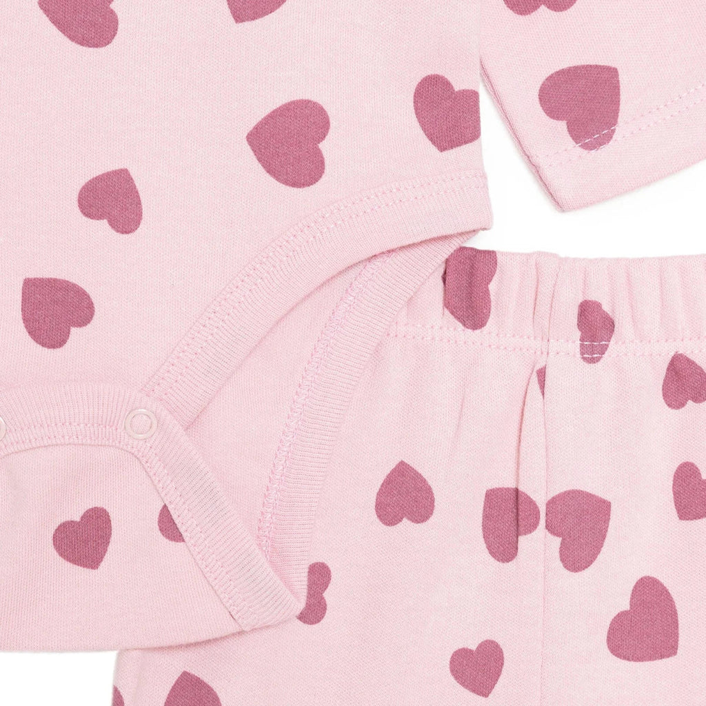HelloBaby Girls Body-Footed Bottom-Hat Heart Crew Neck Long Leg Long Sleeve - Pink