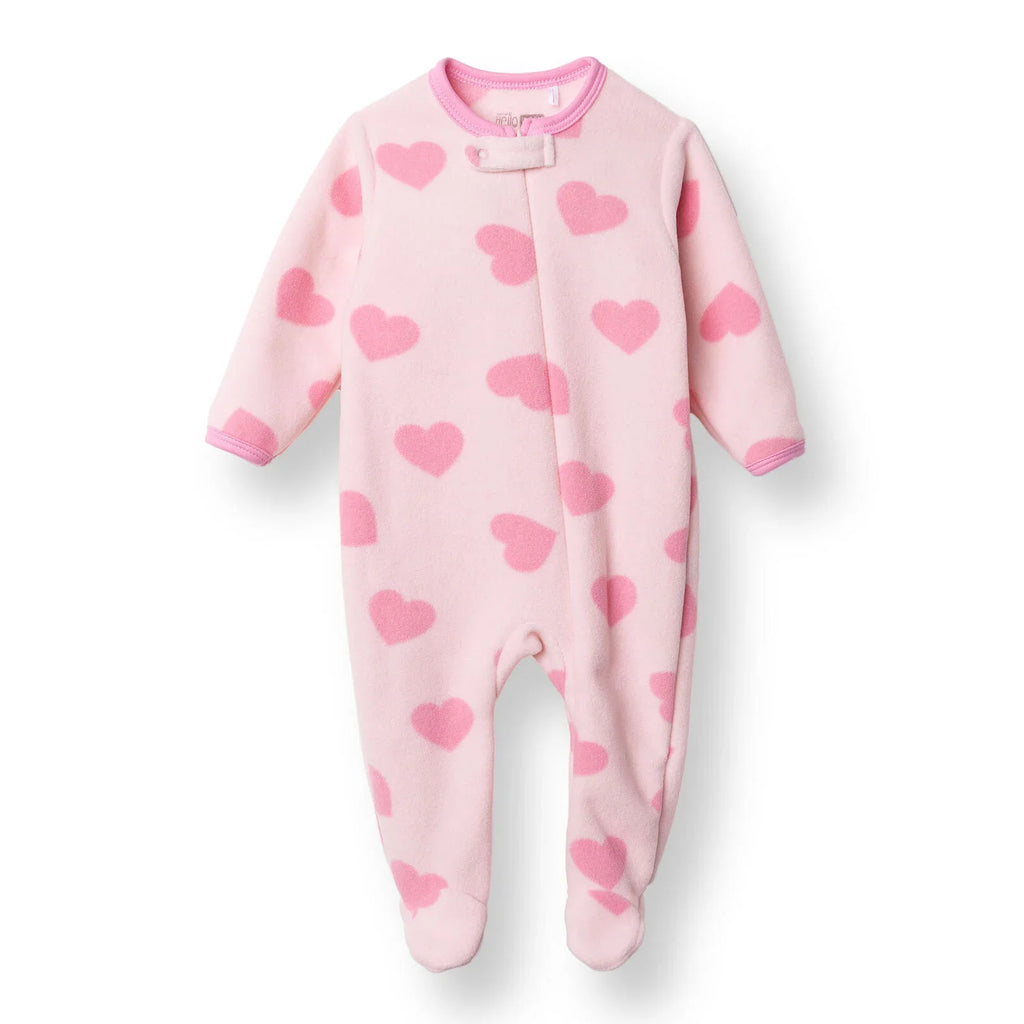 Baby Girl Fleece Footed Sleepsuit Animal Print Zip Fastening Hooded - Pink Printed