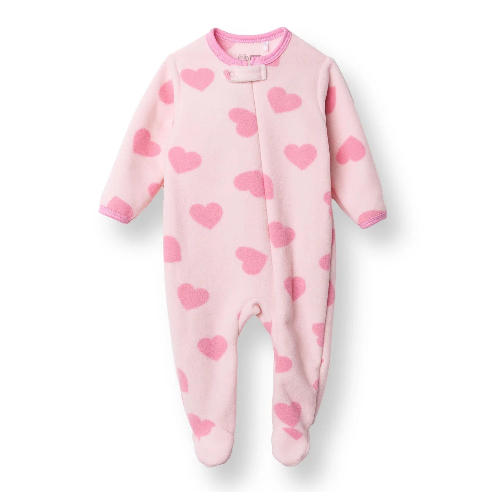 Baby Girl Fleece Footed Sleepsuit Animal Print Zip Fastening Hooded - Pink Printed