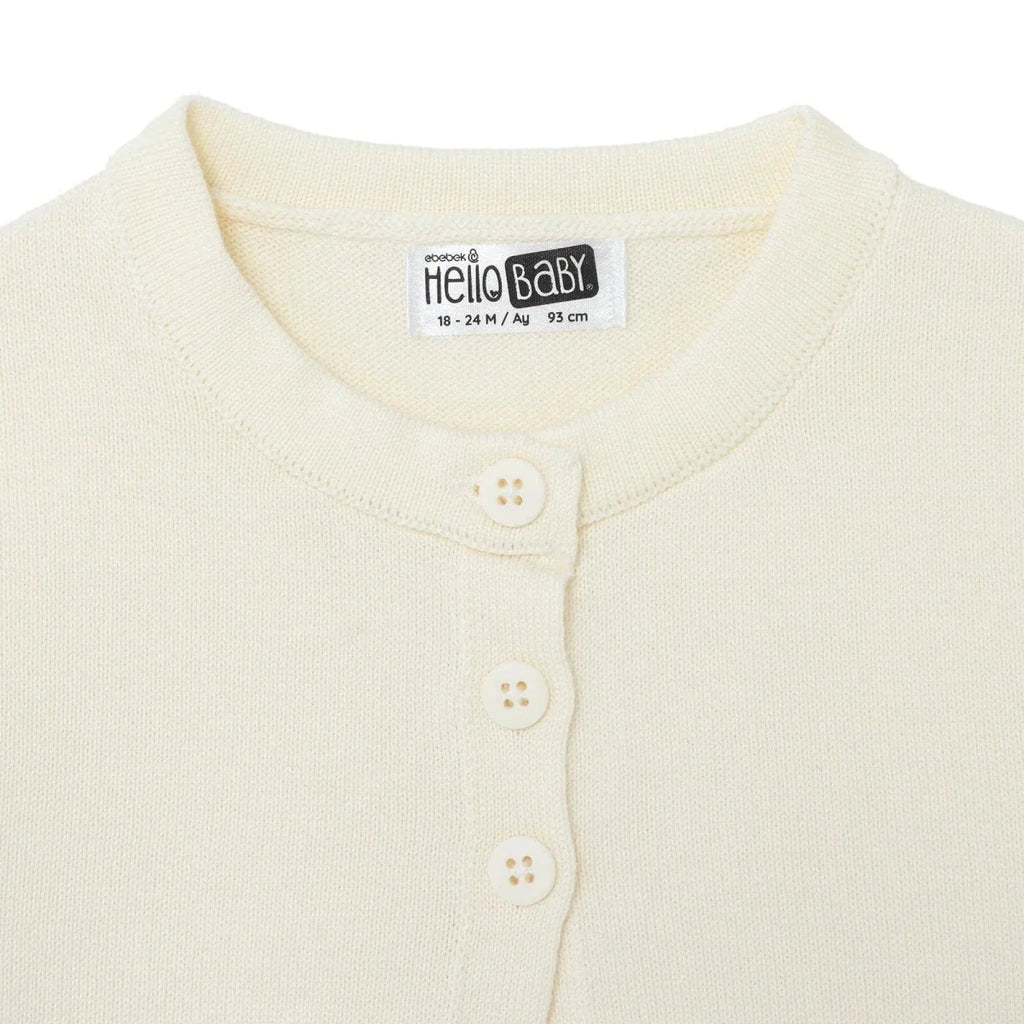 HelloBaby Girls Knitted Cardigan Buttoned Berry Belle Peter Pan Collar Long Sleeve - Ecru