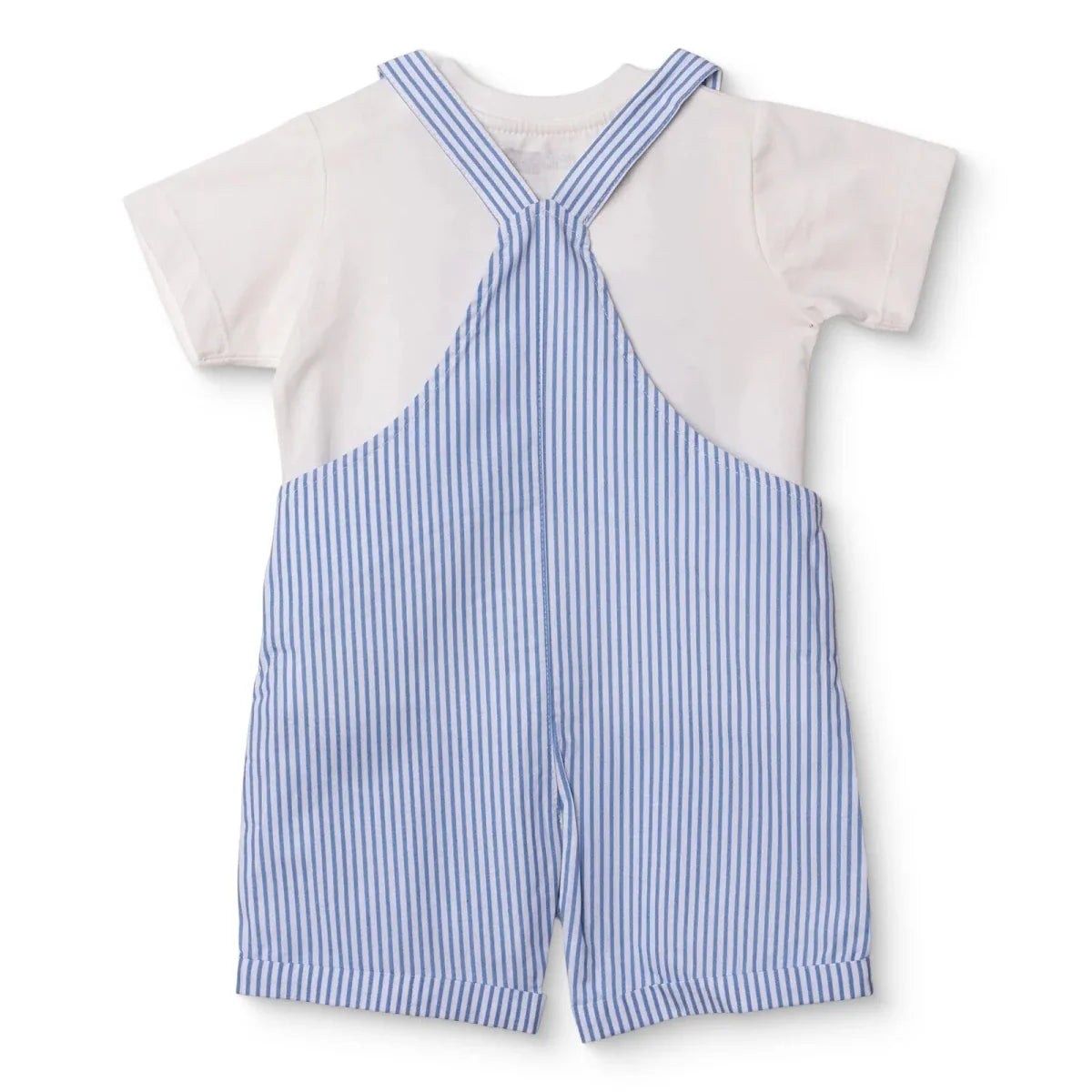 HelloBaby Boys Dungarees & T-shirt Nautical Print Buttoned Little Sailor Crew Neck Above the Knee Sh - Blue