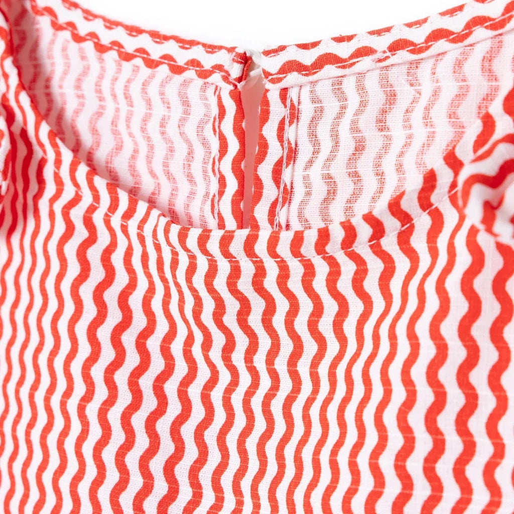HelloBaby Girls Dress Buttoned Berry Belle Crew Neck Strappy - Coral Printed