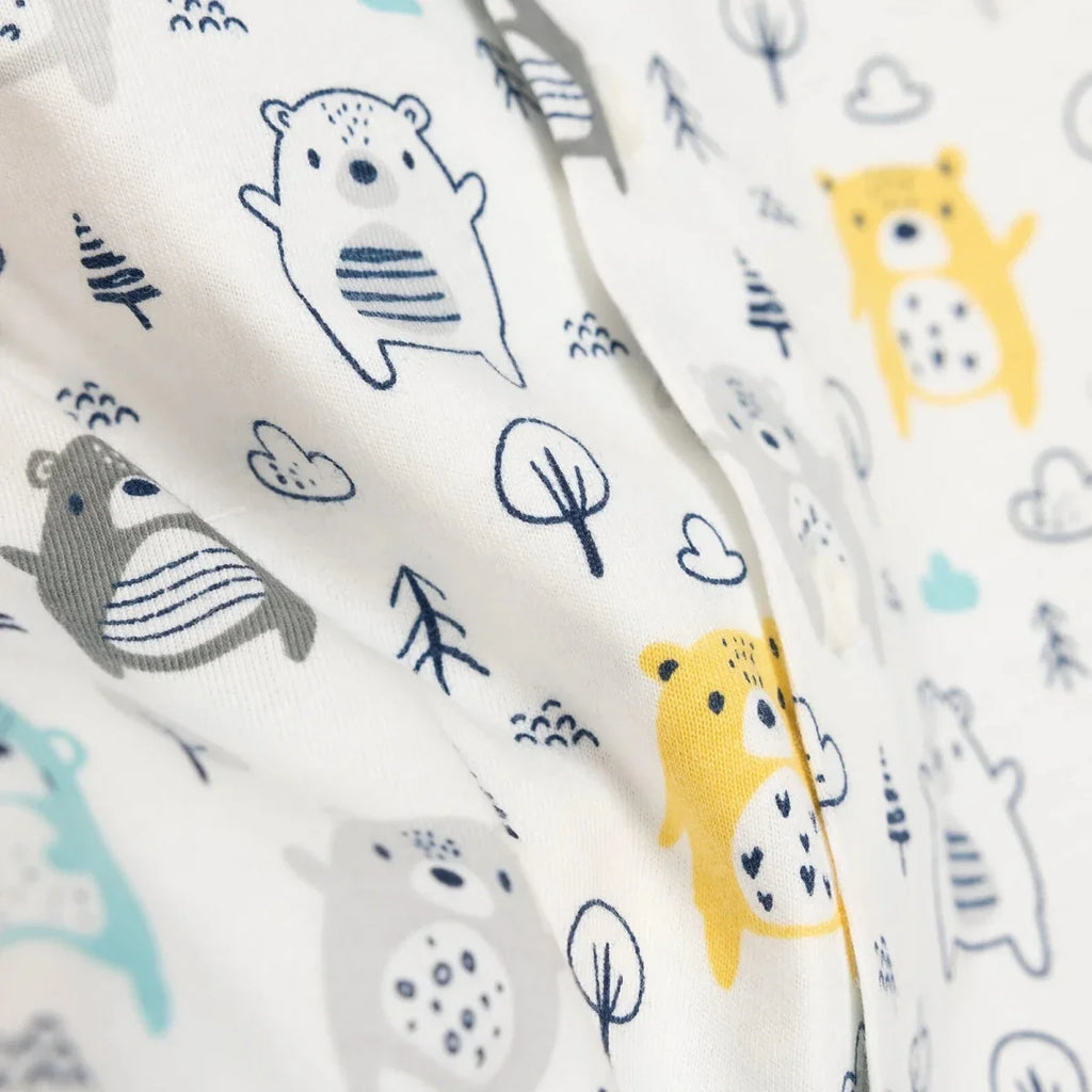 HelloBaby Boys Short Sleeve Pyjamas Set Animal with Buttons Shirt Collar Short Leg Short Sleeve - Ecru