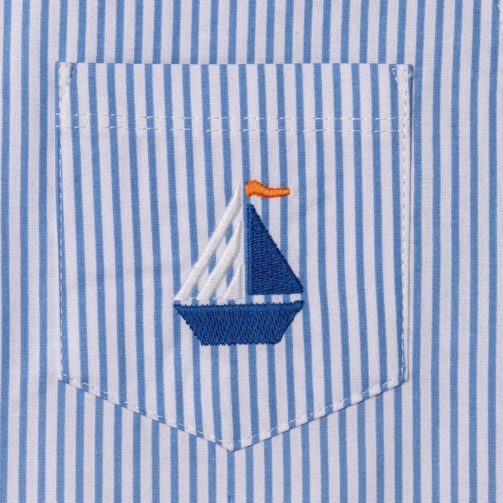 HelloBaby Boys Dungarees & T-shirt Nautical Print Buttoned Little Sailor Crew Neck Above the Knee Sh - Blue