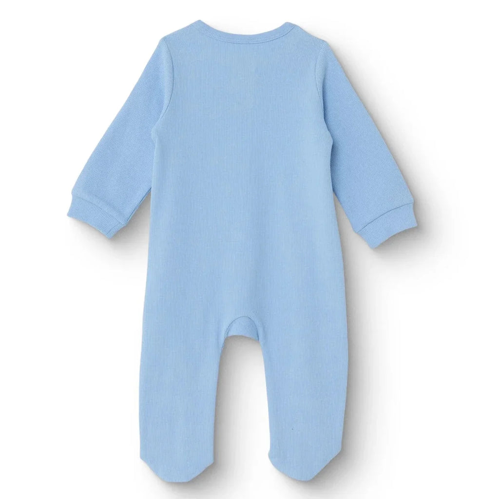HelloBaby Boys Footed Sleepsuit Zip Fastening Crew Neck Full Length Long Sleeve - Blue