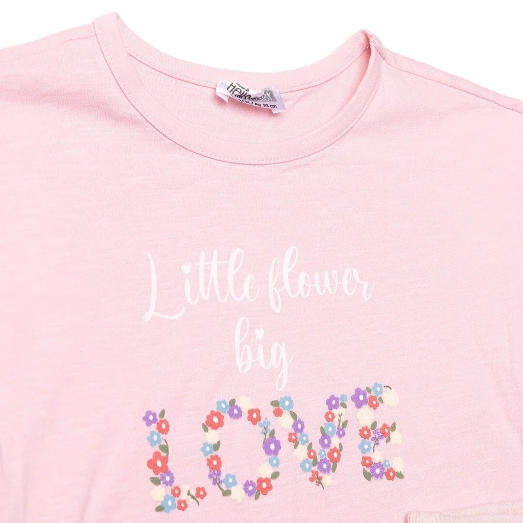 HelloBaby Girls Blouse & Leggings Set Text Print Pastel Dreams Crew Neck Full Length Short Sleeve - Pink
