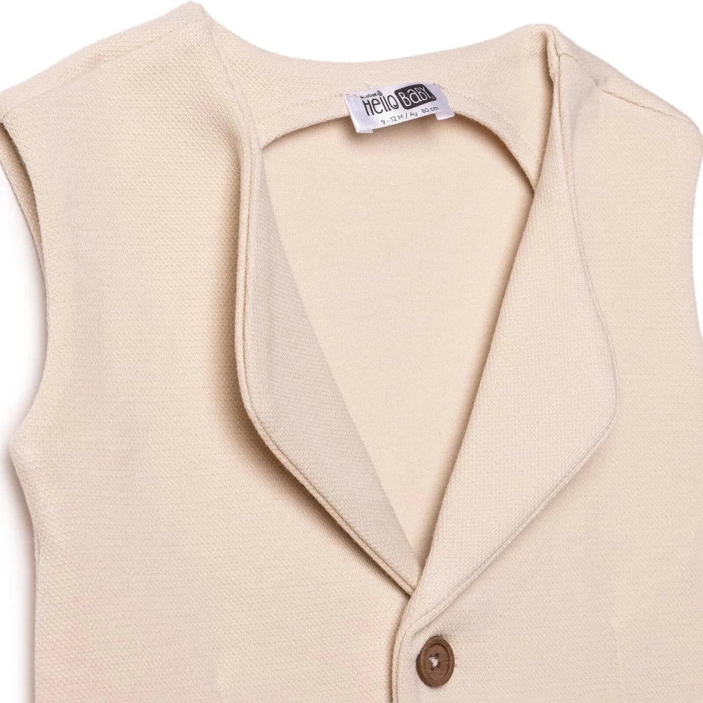 HelloBaby Boys Waistcoat Buttoned Smart Line V-Neck Sleeveless - Ecru