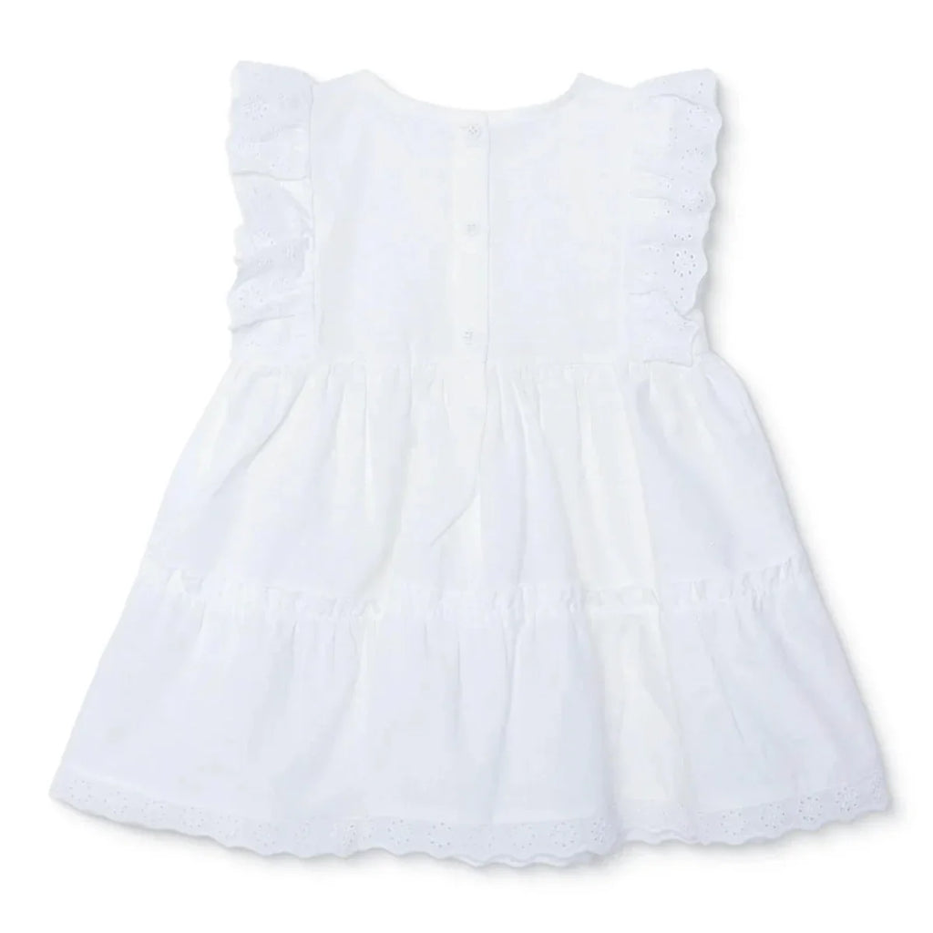 HelloBaby Girls Dress Buttoned Berry Belle Crew Neck Short Sleeve - Ecru