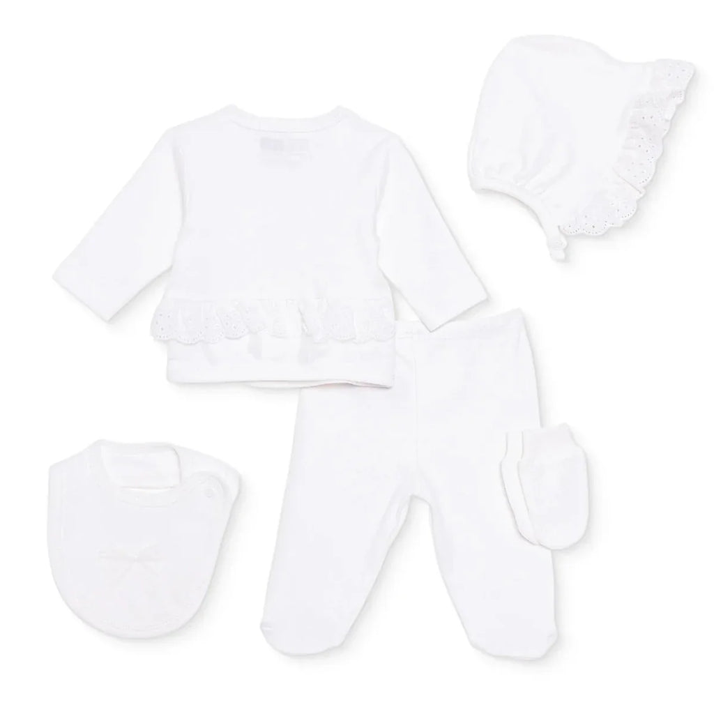 HelloBaby Girls Occasion Wear with Poppers Crew Neck Long Leg Long Sleeve - Ecru