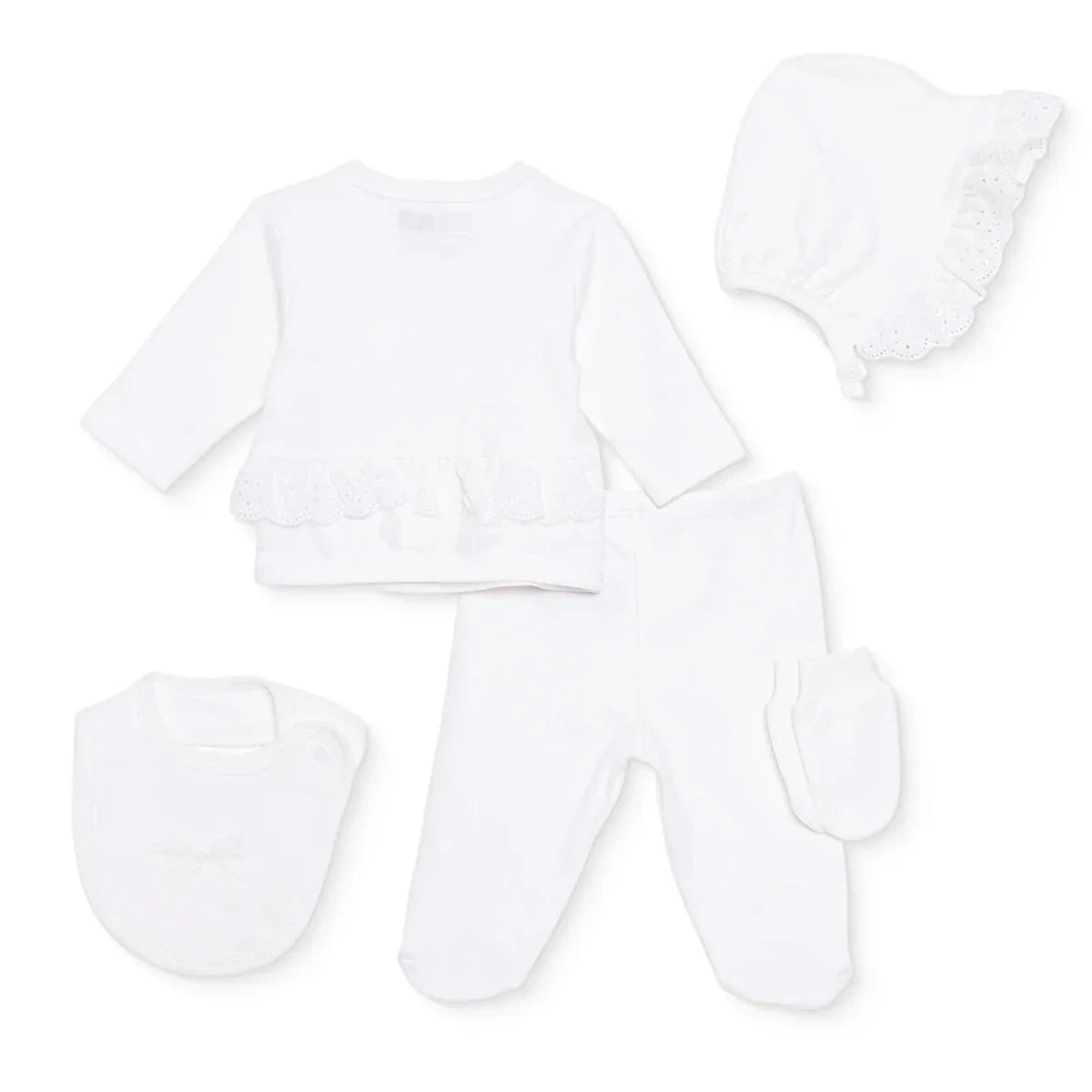 HelloBaby Girls Occasion Wear with Poppers Crew Neck Long Leg Long Sleeve - Ecru