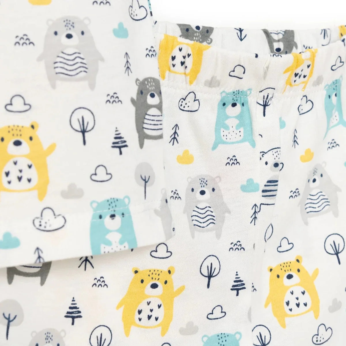 HelloBaby Boys Short Sleeve Pyjamas Set Animal with Buttons Shirt Collar Short Leg Short Sleeve - Ecru