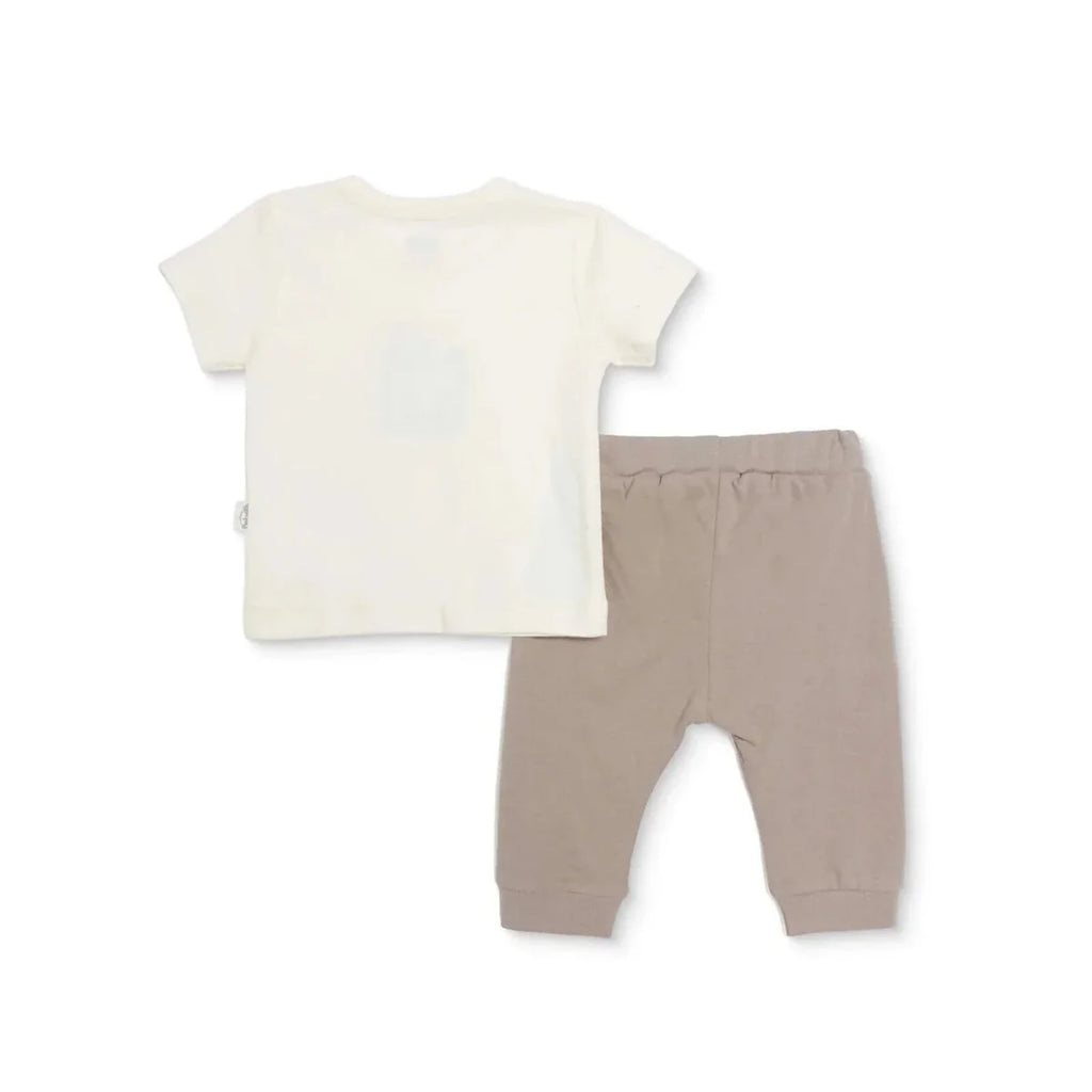 Bebetto Boys T-shirt & Footless Bottom Set Animal Print Baby Carrot Crew Neck Full Length Short Slee - Brown