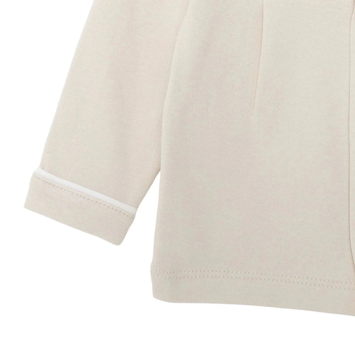 Bebetto Boys Cardigan & Footed Trousers Set Snap Fastening Little Boss Shirt Collar Full Length Long - Beige