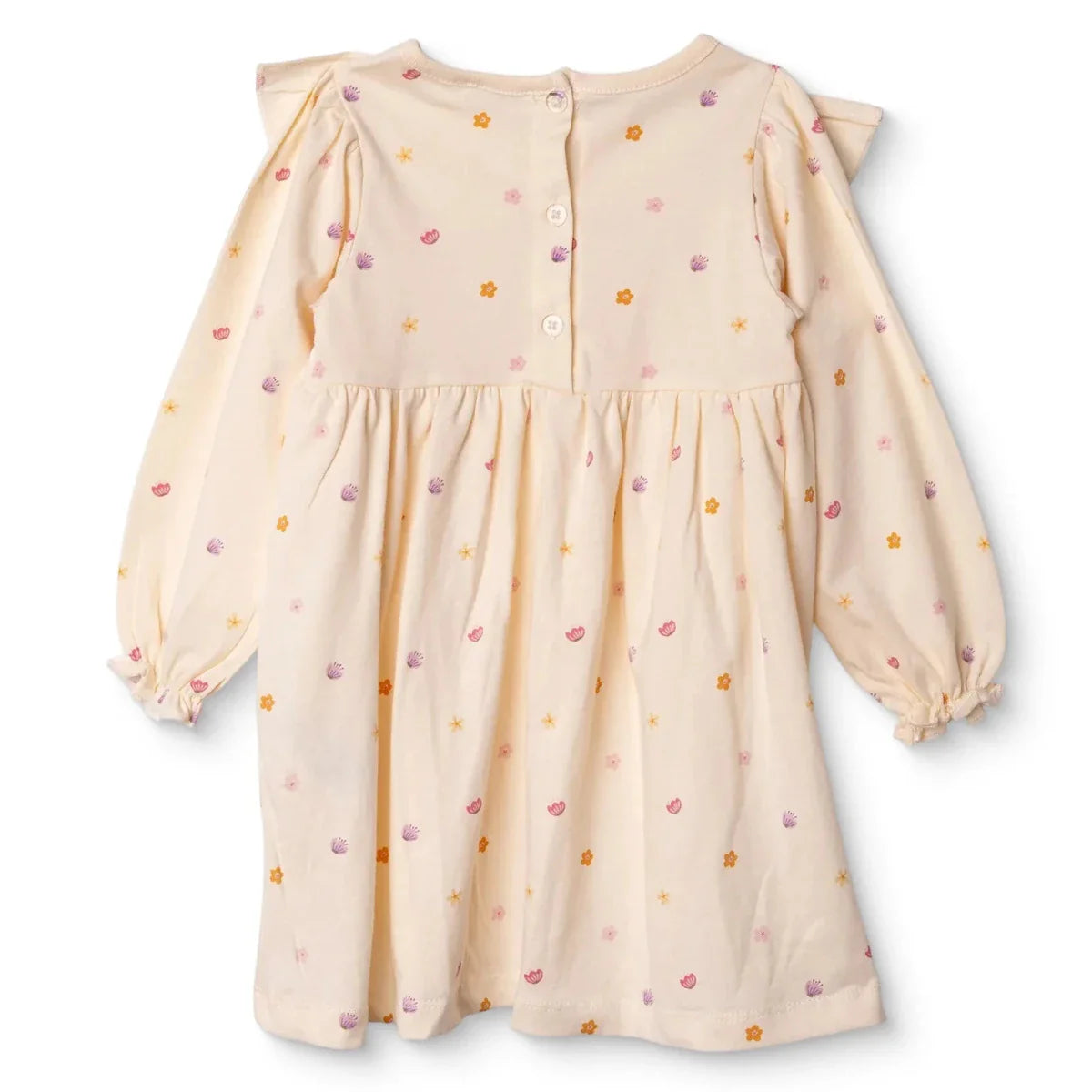 HelloBaby Girls Dress Polka Dot Print Pastel Dreams Crew Neck Long Sleeve - Ecru Printed