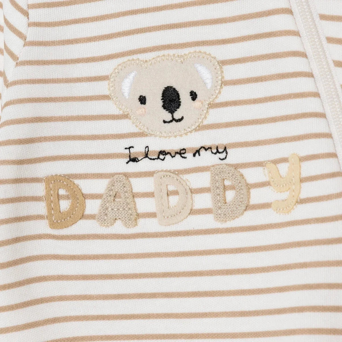 Baby Boy Footed Sleepsuit Striped Zip Fastening Crew Neck - Beige