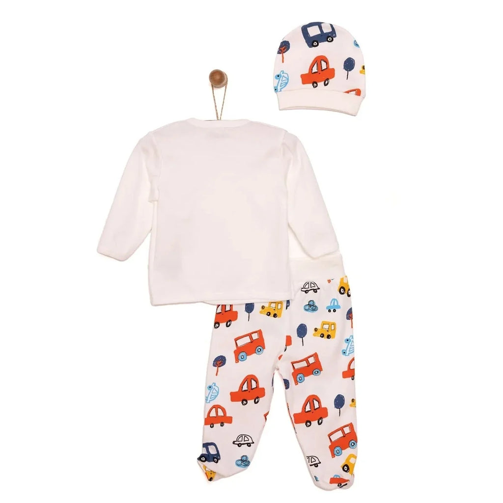 HelloBaby Newborn Baby Boy Body-Hat -Footed Bottom - Ecru
