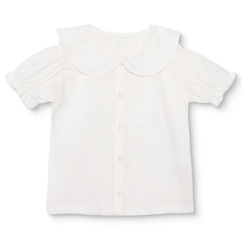 HelloBaby Girls Shirt Buttoned Berry Belle Peter Pan Collar Short Sleeve - Ecru