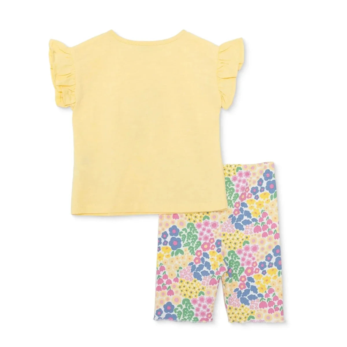 HelloBaby Girls Blouse & Leggings Set Ditsy Flower Crew Neck Full Length Short Sleeve - Yellow