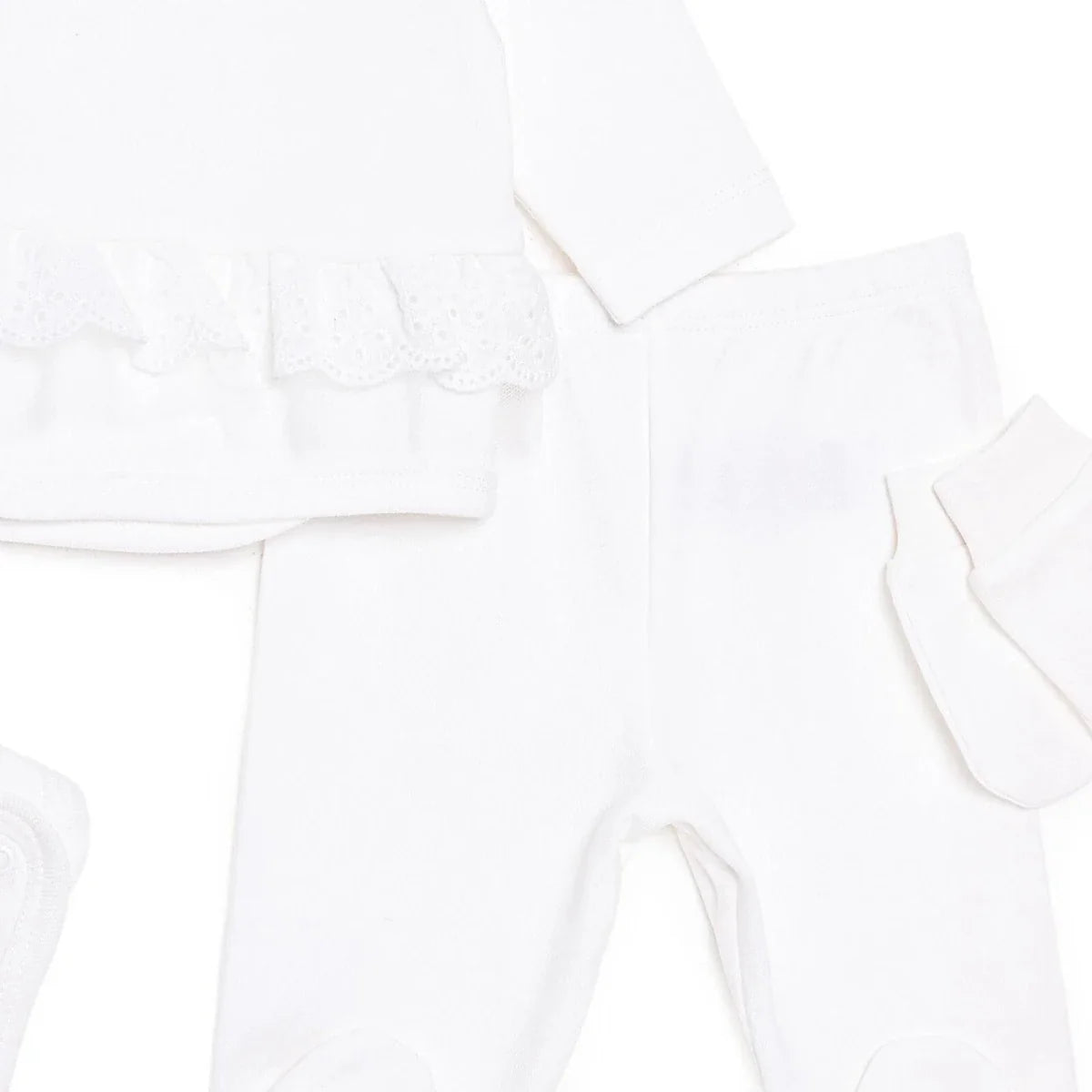 HelloBaby Girls Occasion Wear with Poppers Crew Neck Long Leg Long Sleeve - Ecru