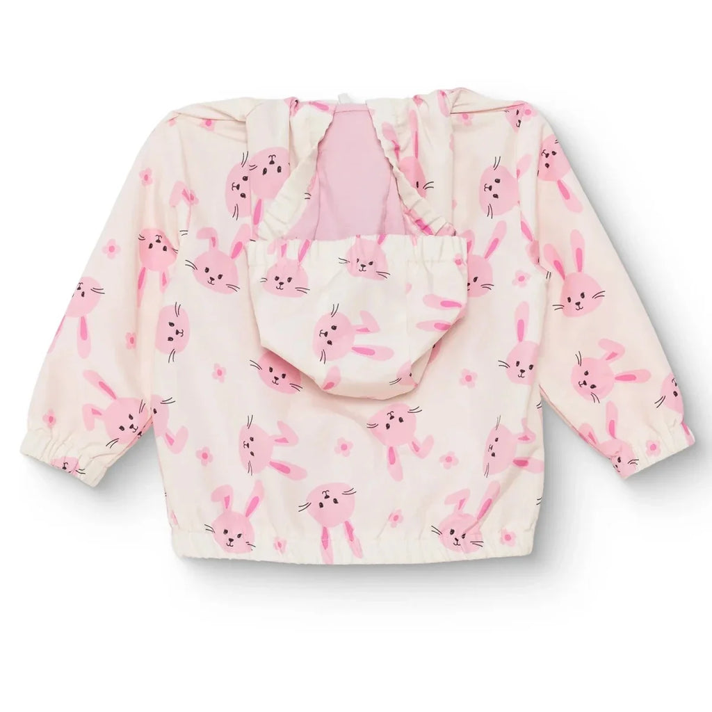 HelloBaby Girls Raincoat Flower Zip-up Hooded Long Sleeve - Ecru Printed