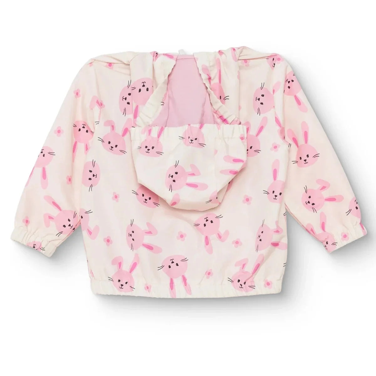 HelloBaby Girls Raincoat Flower Zip-up Hooded Long Sleeve - Ecru Printed