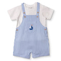 HelloBaby Boys Dungarees & T-shirt Nautical Print Buttoned Little Sailor Crew Neck Above the Knee Sh - Blue