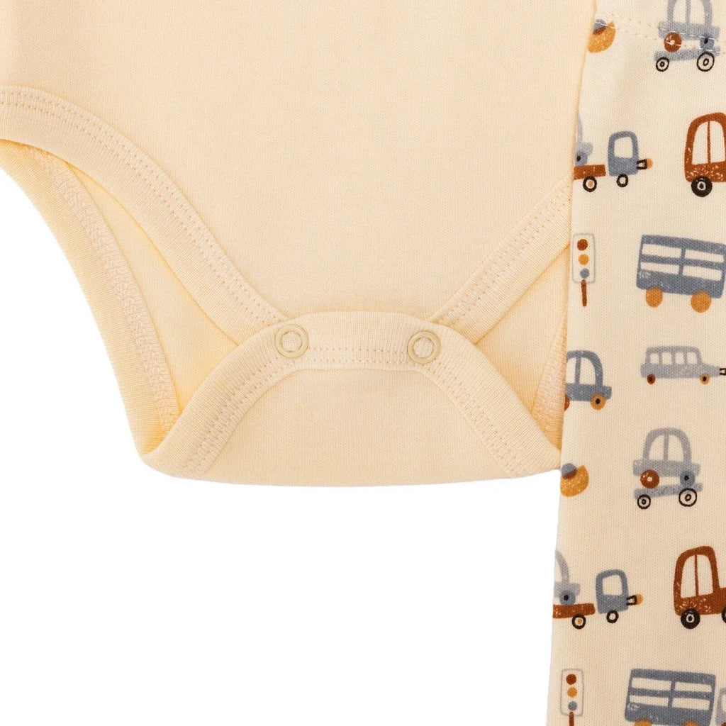 HelloBaby Boys Body-Footed Bottom-Hat Vehicles - Ecru