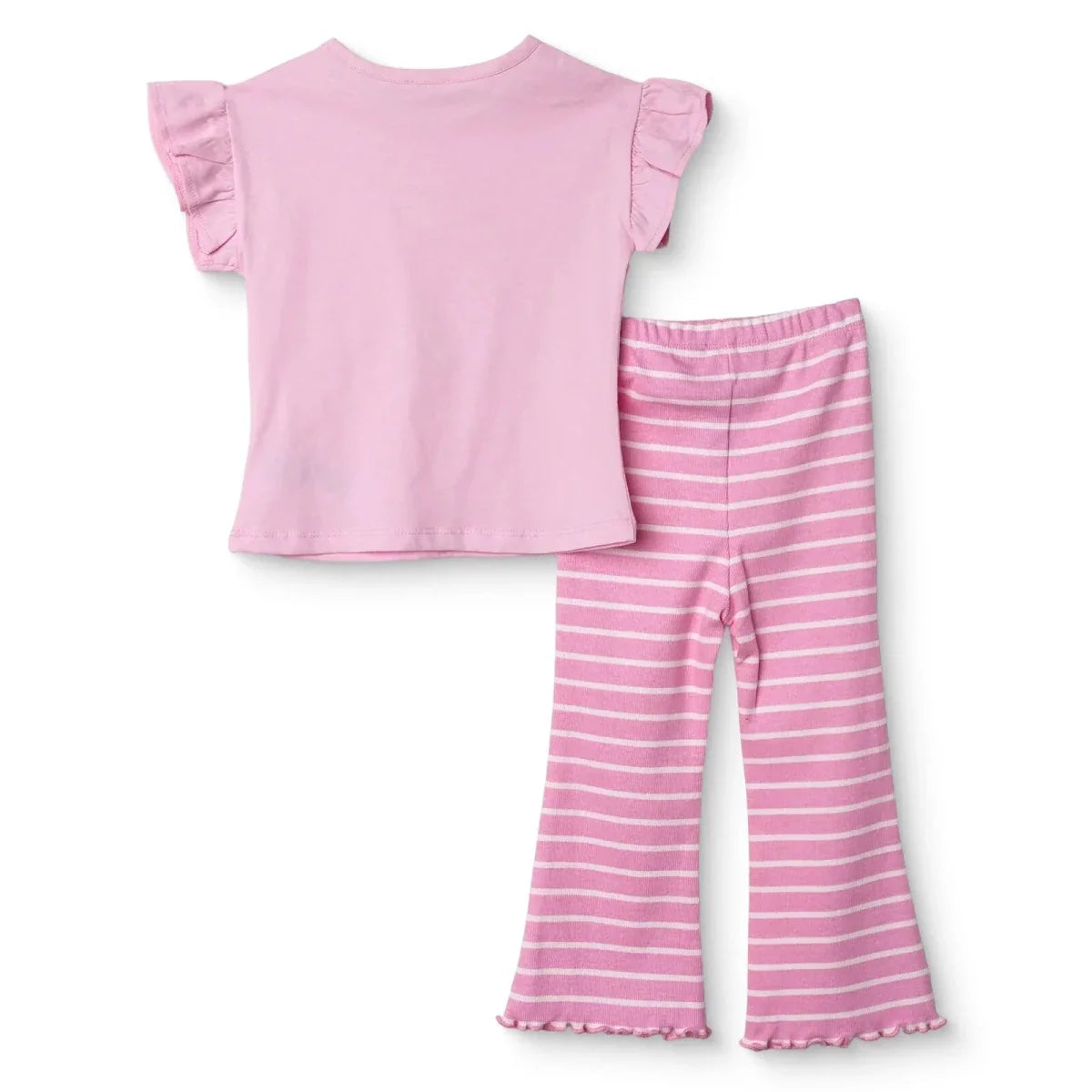 HelloBaby Girls Blouse & Leggings Set Heart Print Ditsy Flower Crew Neck Full Length Short Sleeve - Pink