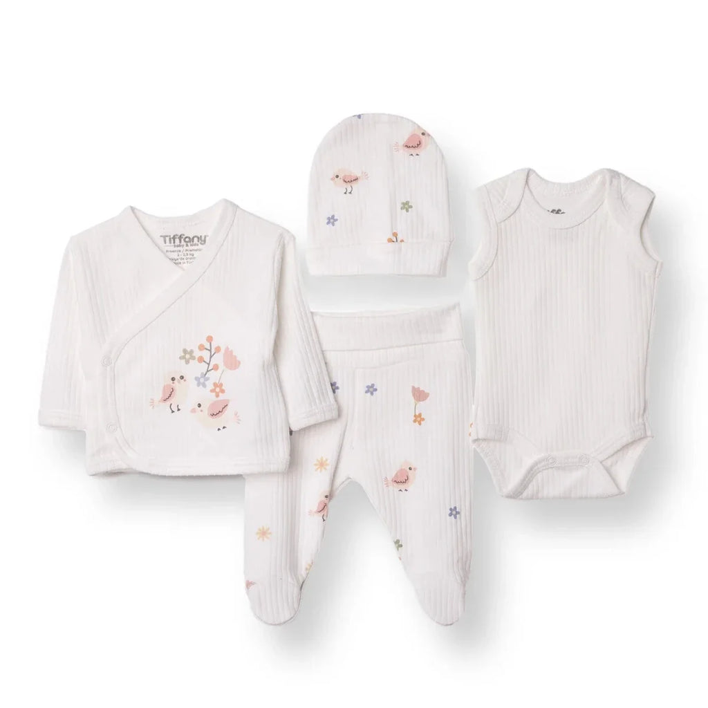 Tiffany 100% Cotton Tiny Baby Set - Ecru
