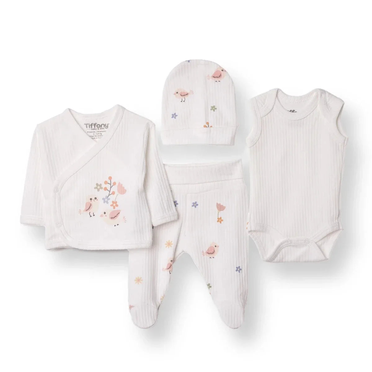 Tiffany 100% Cotton Tiny Baby Set - Ecru