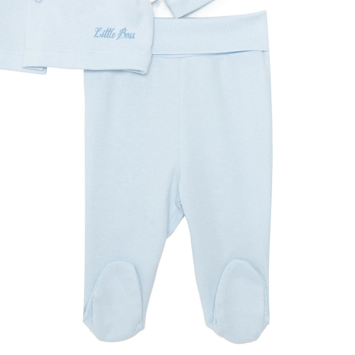 Bebetto Boys 5-Piece Newborn Hospital Set Snap Fastening Little Boss Shirt Collar Full Length Long S - Blue