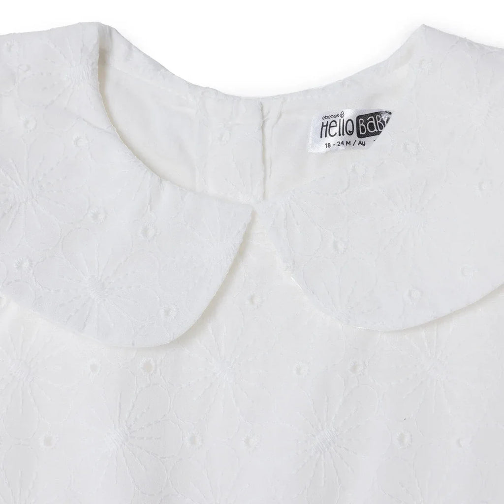 HelloBaby Girls Dress Berry Belle Peter Pan Collar Short Sleeve - White