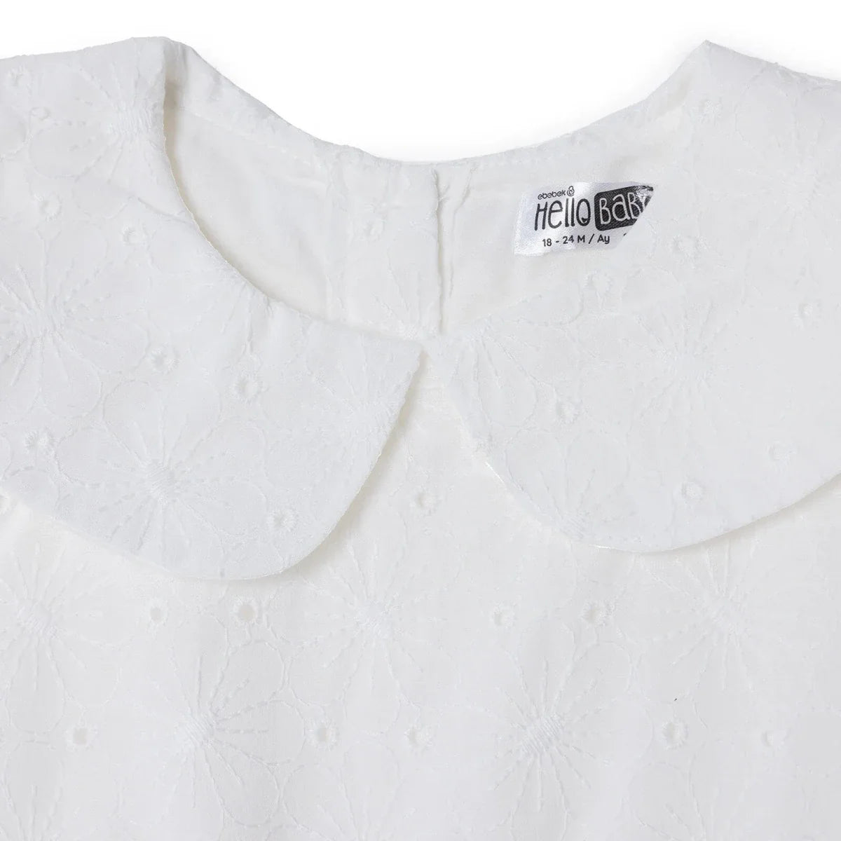 HelloBaby Girls Dress Berry Belle Peter Pan Collar Short Sleeve - White