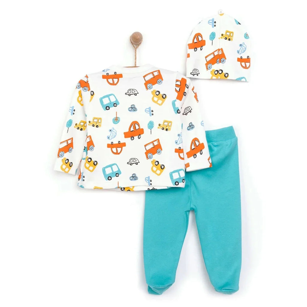HelloBaby Boy Wrapover Top-Hat-Footed Bottom - Ecru