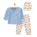 Newborn Baby Boy Onesie-Hat-Booted Bottom 3Pcs - Ecru