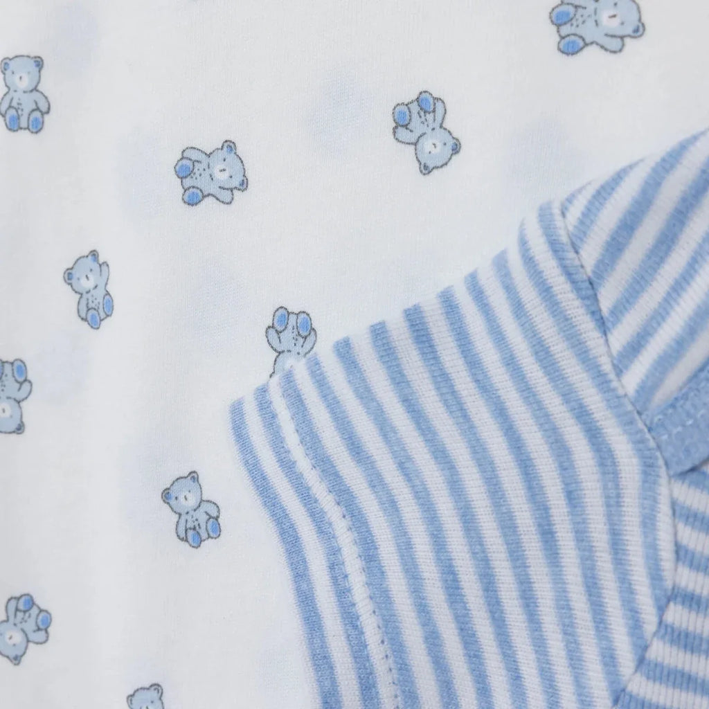 HelloBaby Boys 2-Pack Short Sleeve Bodysuits Striped with Poppers Envelope Neck Short Sleeve - Light Blue