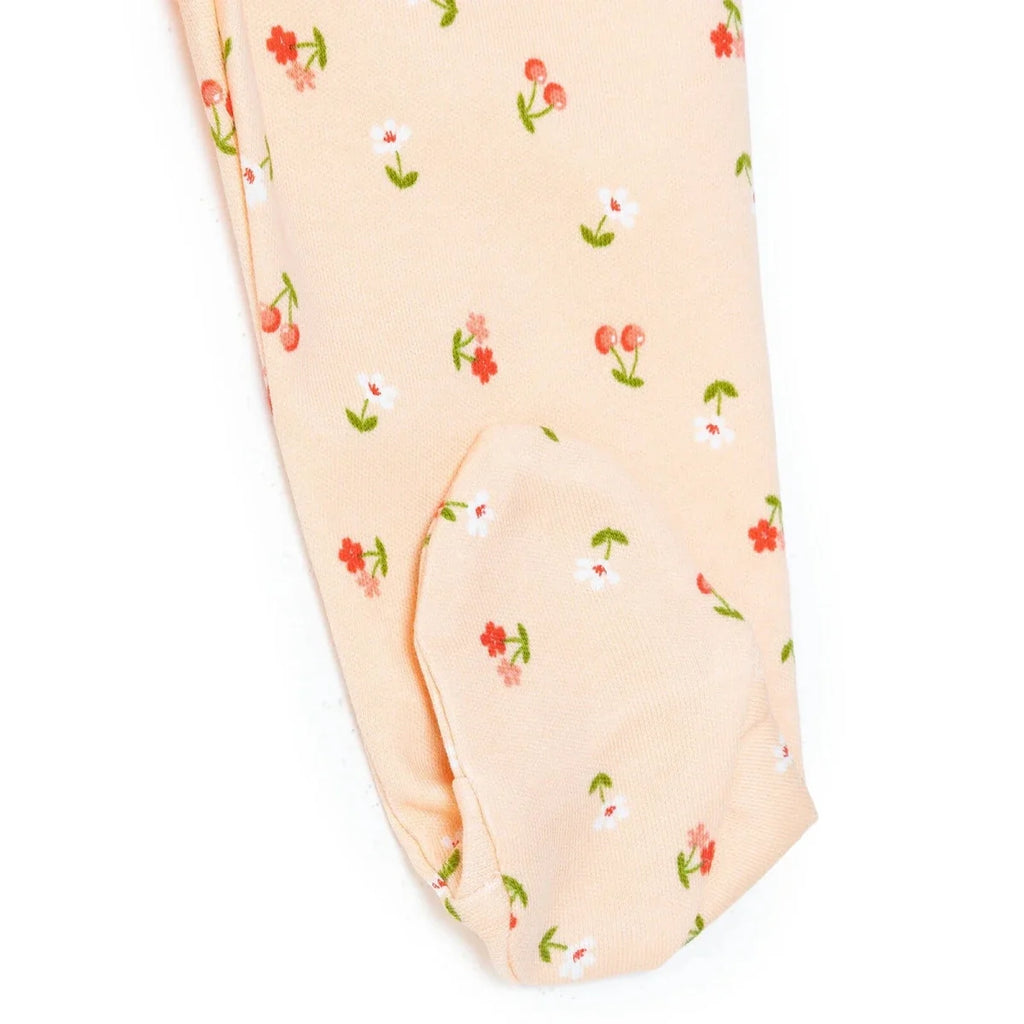 HelloBaby Girls Body-Footed Bottom-Hat Cherry with Poppers Crew Neck Long Leg Long Sleeve - Light Pink