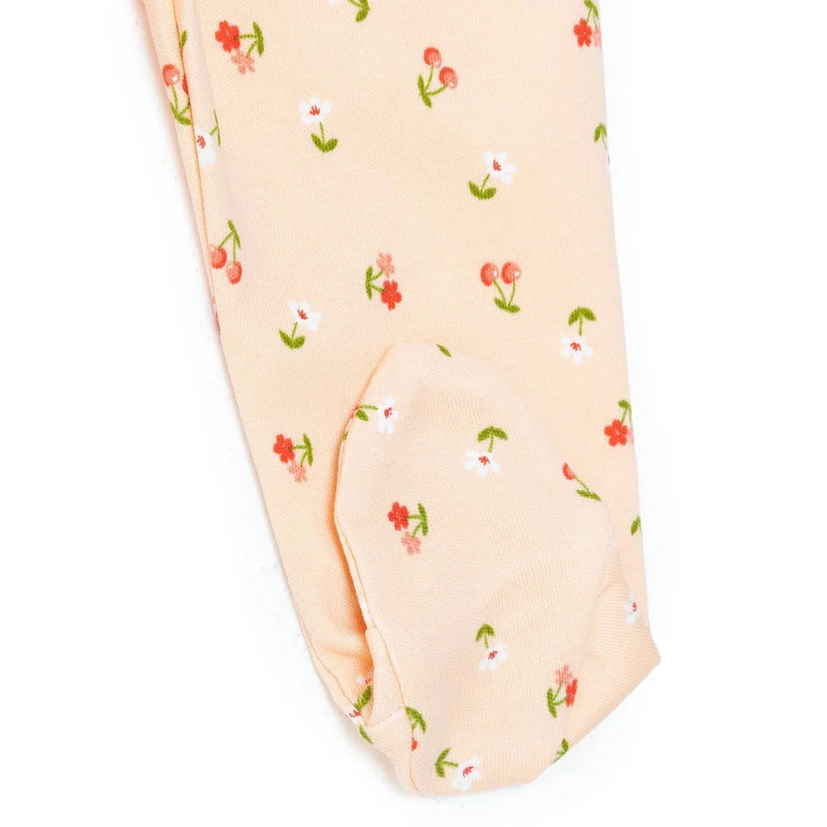 HelloBaby Girls Body-Footed Bottom-Hat Cherry with Poppers Crew Neck Long Leg Long Sleeve - Light Pink