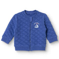 HelloBaby Boys Quilted Cardigan Nautical Print Zip Fastening Little Sailor Crew Neck Long Sleeve - Navy Blue