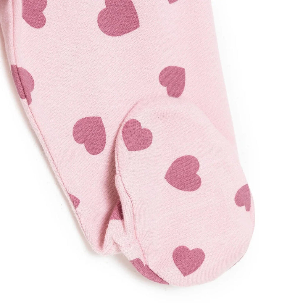 HelloBaby Girls Body-Footed Bottom-Hat Heart Crew Neck Long Leg Long Sleeve - Pink