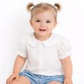 HelloBaby Girls Shirt Buttoned Berry Belle Peter Pan Collar Short Sleeve - Ecru