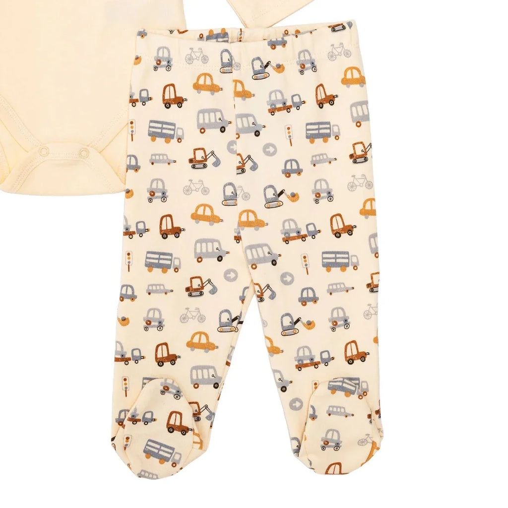 HelloBaby Boys Body-Footed Bottom-Hat Vehicles - Ecru