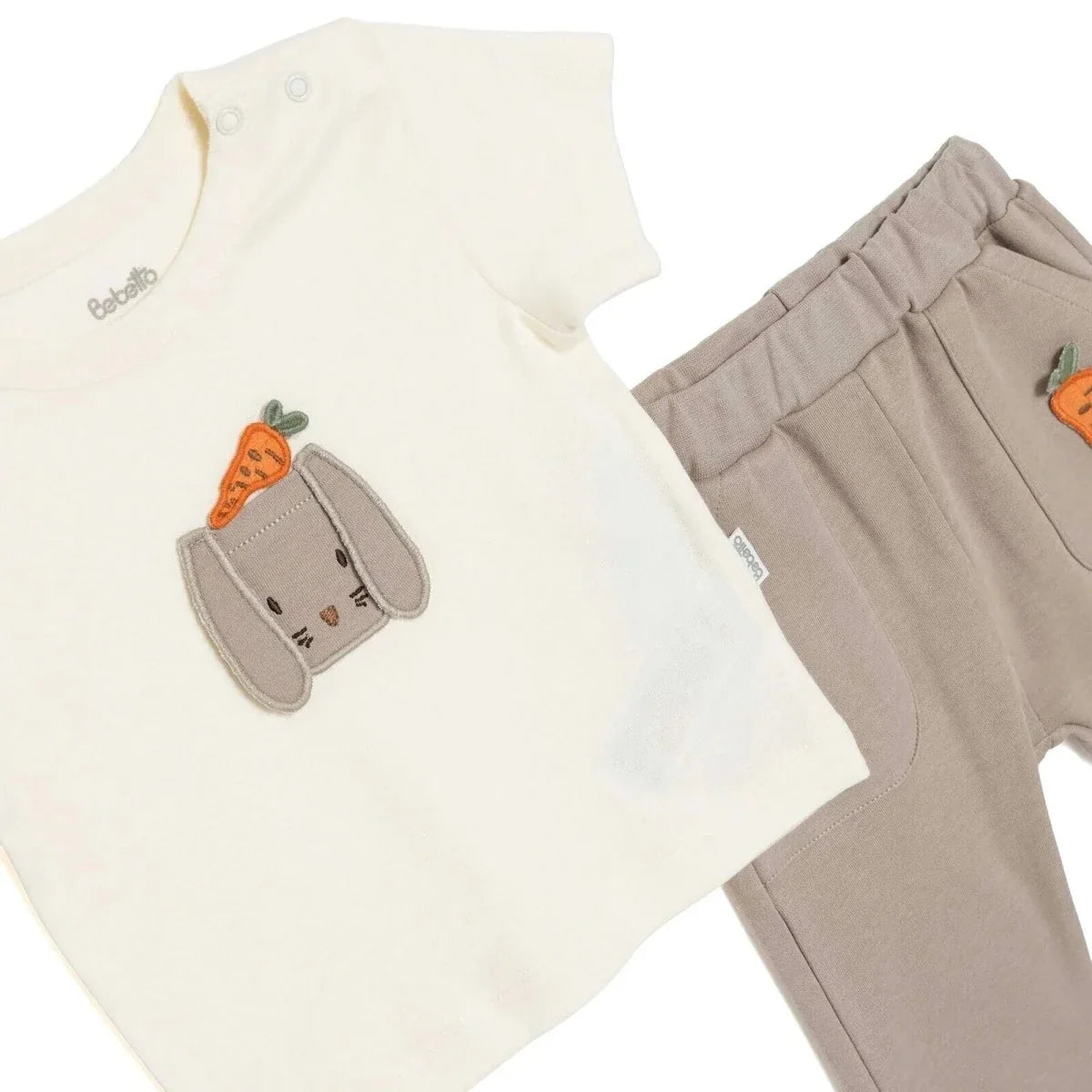 Bebetto Boys T-shirt & Footless Bottom Set Animal Print Baby Carrot Crew Neck Full Length Short Slee - Brown