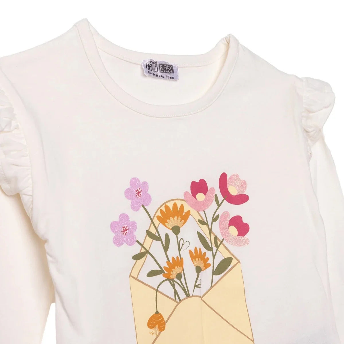 HelloBaby Girls Blouse & Leggings Set Pastel Dreams Crew Neck Full Length Long Sleeve - Ecru