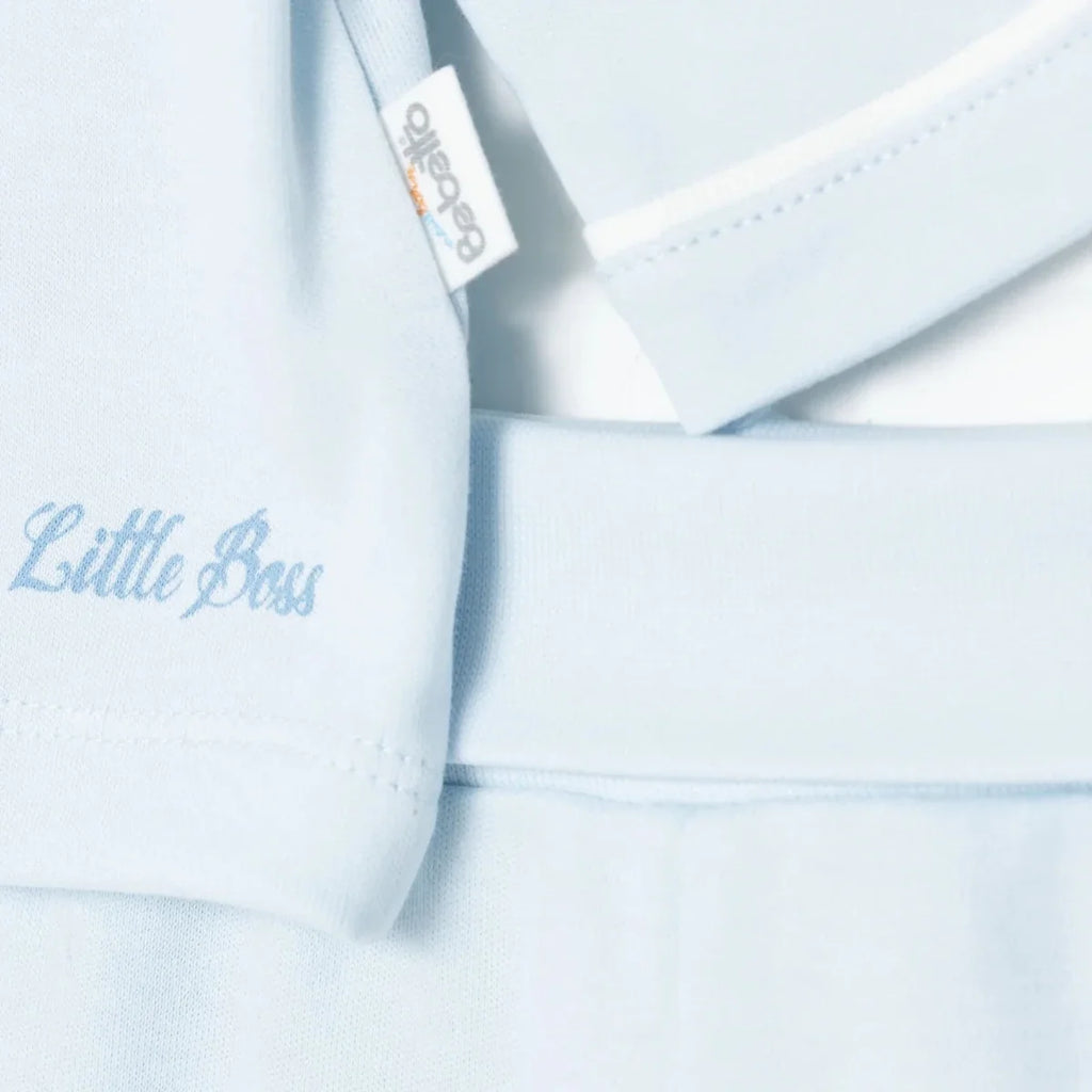 Bebetto Boys 5-Piece Newborn Hospital Set Snap Fastening Little Boss Shirt Collar Full Length Long S - Blue