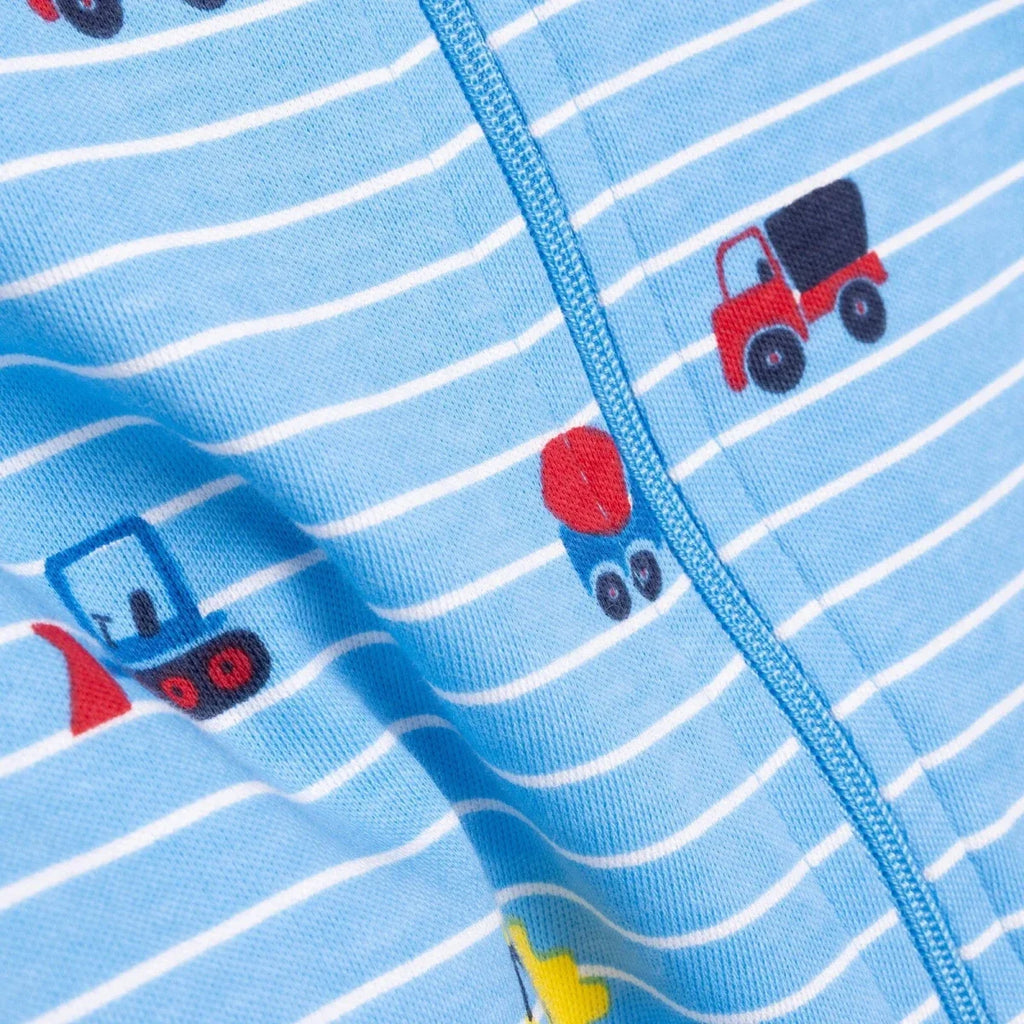 HelloBaby Boys Footed Romper Vehicles Zip-up Crew Neck Long Leg Long Sleeve - Blue