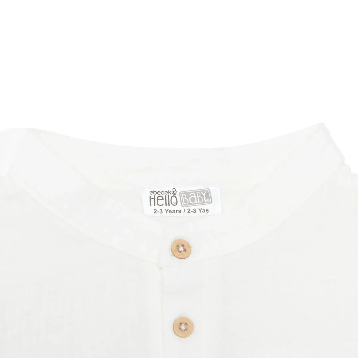 HelloBaby Boys Shirt Buttoned Little Sailor Mandarin Collar Long Sleeve - Ecru