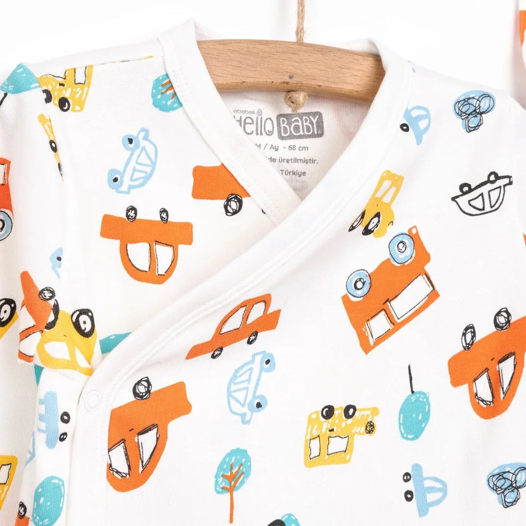 HelloBaby Boy Wrapover Top-Hat-Footed Bottom - Ecru