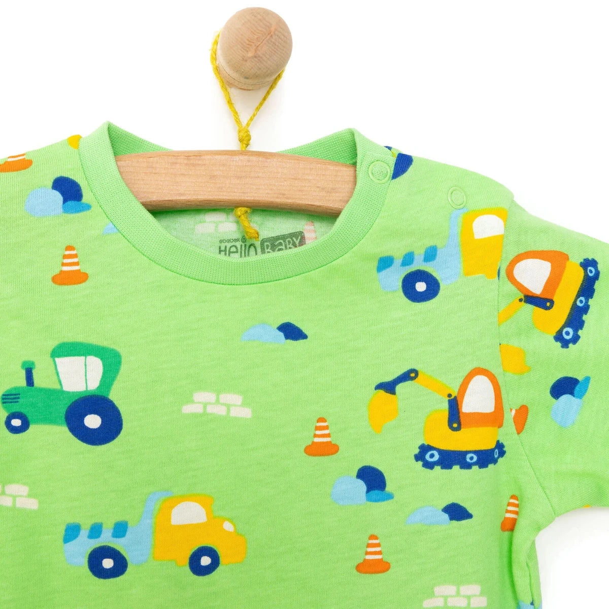 HelloBaby Boys Short Sleeve Pyjamas Set Vehicles Crew Neck Short Leg Short Sleeve - Petrol Green