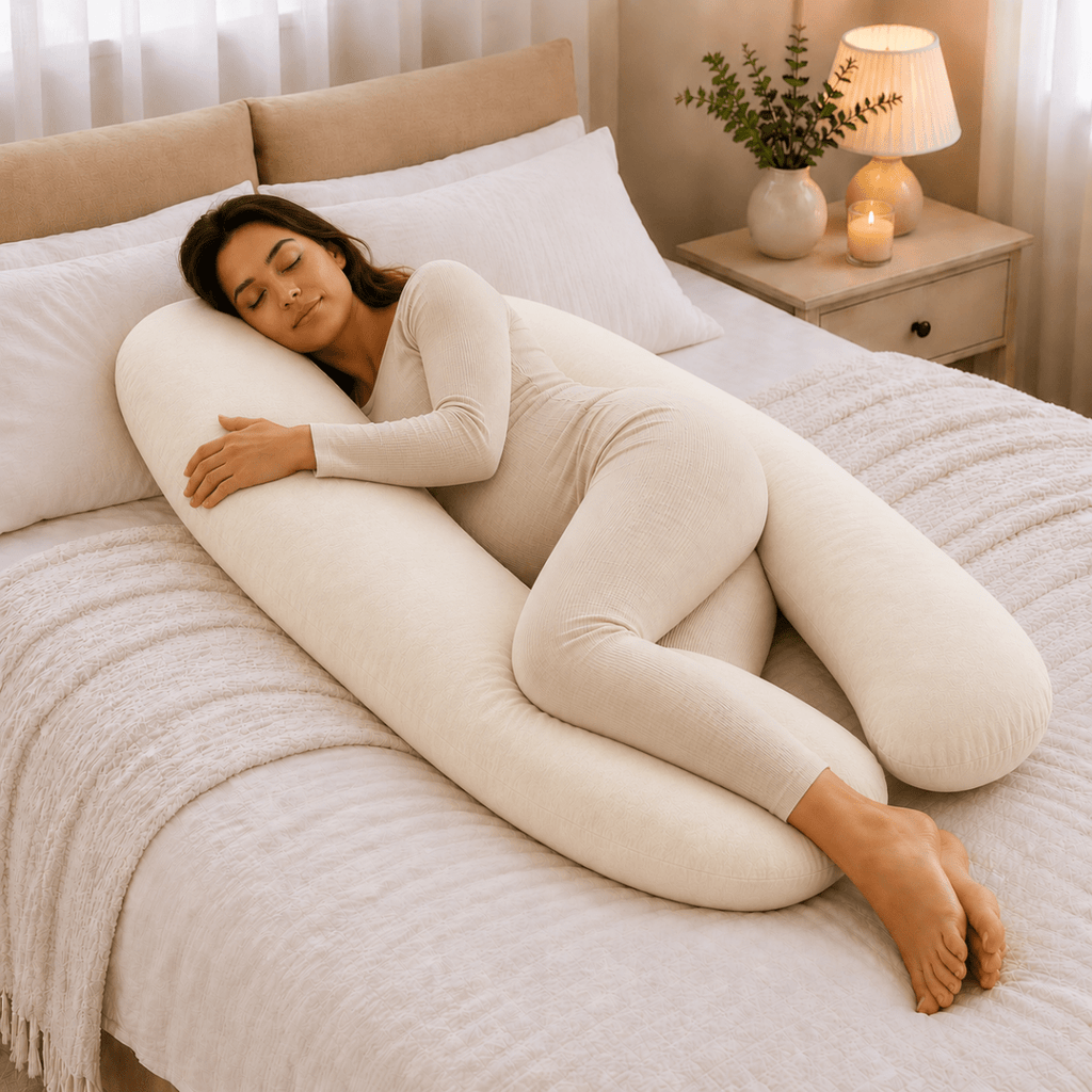 12 Ft Maternity Pillow And Case - Cream